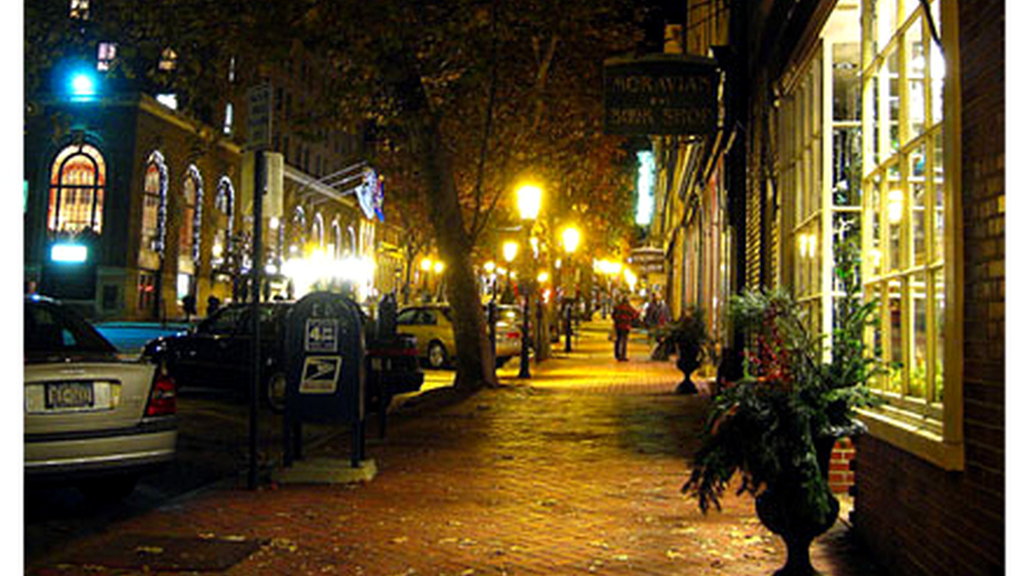 Historic Main Street in the Lehigh Valley at dusk