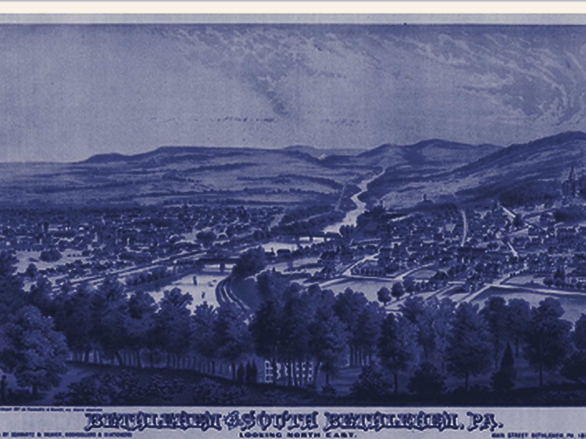 1877 lithograph of Bethlehem, Pennsylvania